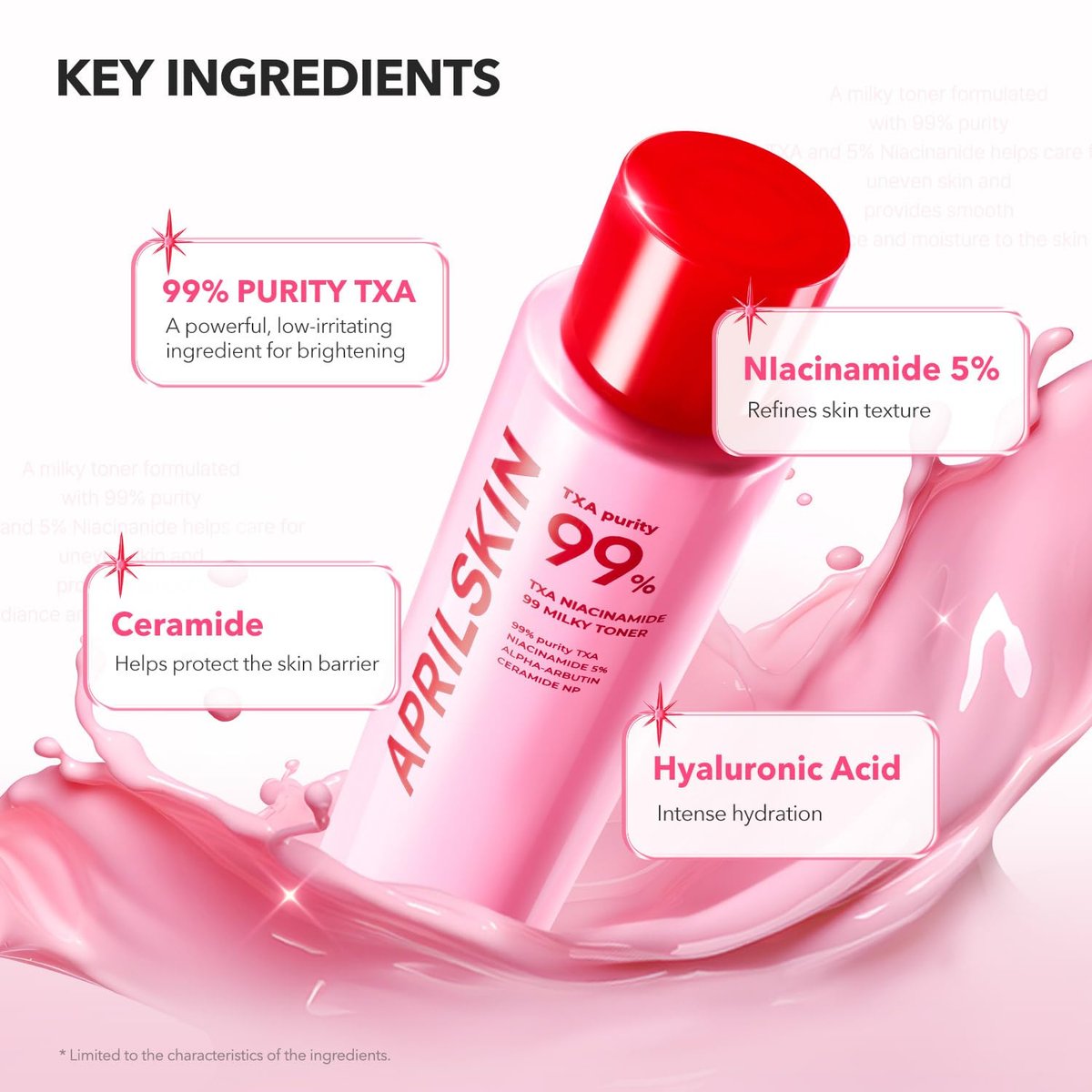 APRILSKIN TXA+Niacinamide 99 Pink Milky Toner | 99% High-Purity TXA 3% + Niacinamide 5% for Brightening | Highly Concentrated Cream Toner | Deep Moisturizing Formula for Dull Skin | 5.07 fl.oz. - görsel 7