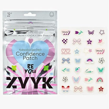 ZVYK Pimple Patches Cute for Face (28 Unique Acne Patch Designs) | Hydrocolloid, Salicylic Acid, Tea Tree | Strong Adhesion, Waterproof, Vegan | Confidence Patch Be You