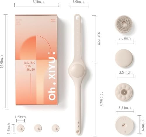 Oh,XIYU. Electric Body Brush Back Scrubber for Shower - Waterproof Long Dual Handle Body Scrubber with 3 Heads, 2 Speeds, Chrysanth Pink Avelisse