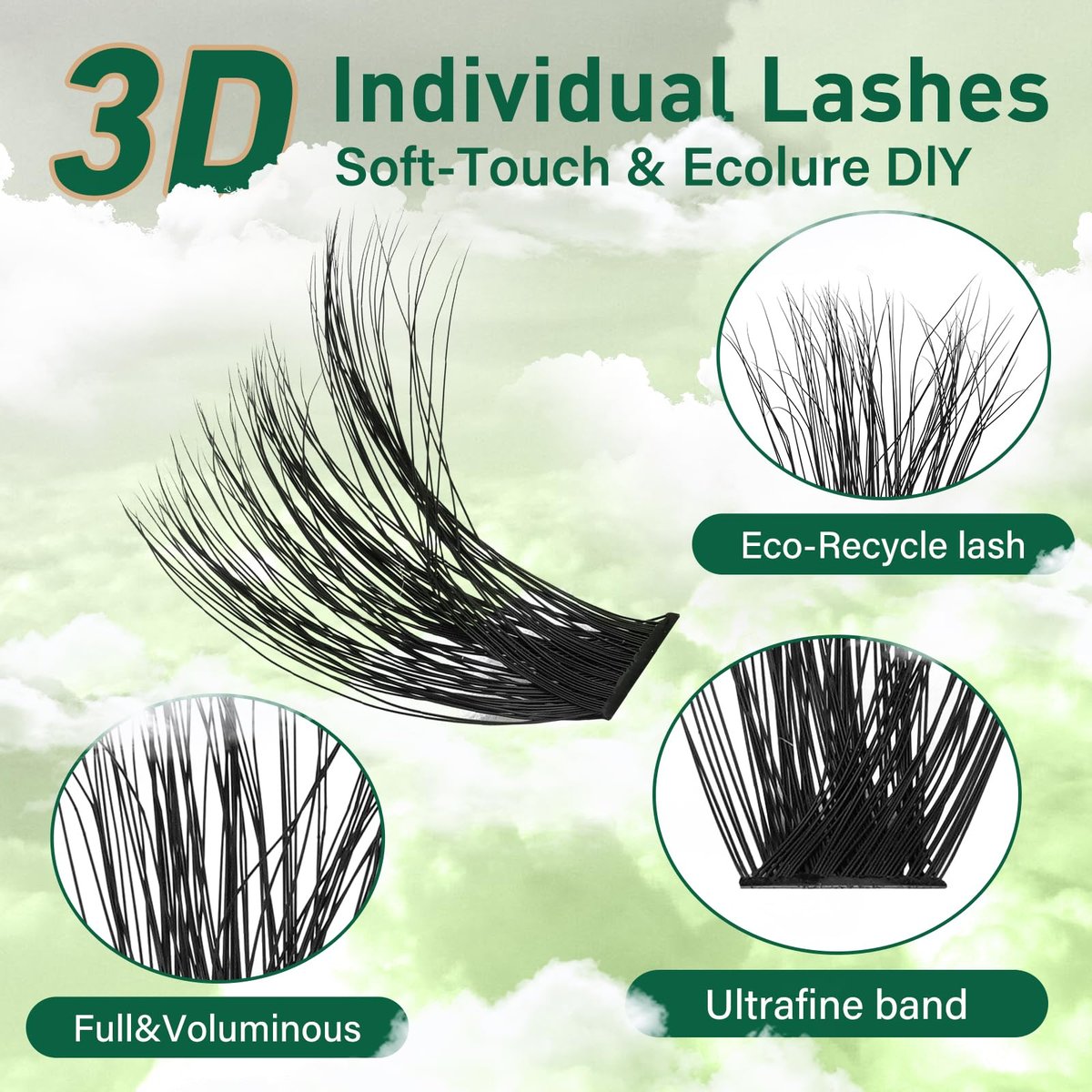 KEYYOU LASH Clusters 3D Effect Eyelash Clusters 280pcs 80D D Curl 9-18MIX Natural Soft DIY Lash Extension - görsel 5