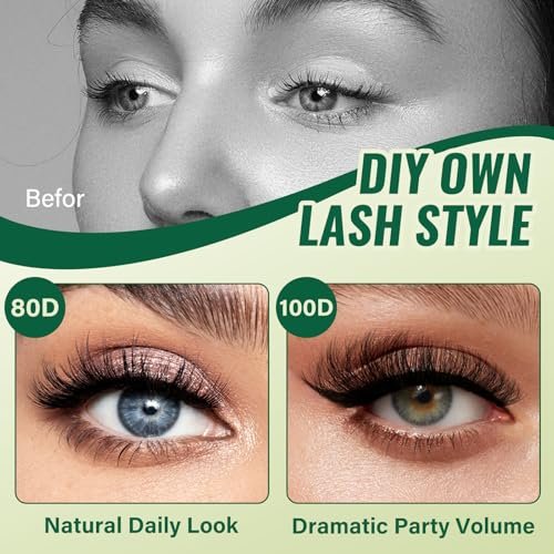 KEYYOU LASH Clusters 3D Effect Eyelash Clusters 280pcs 80D D Curl 9-18MIX Natural Soft DIY Lash Extension - görsel 8