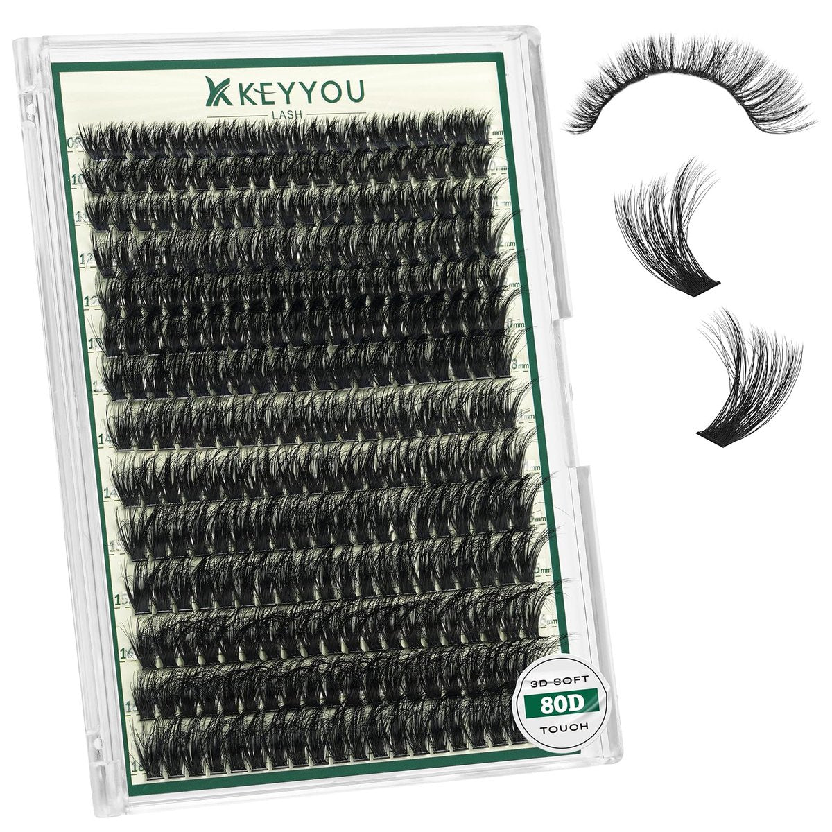 KEYYOU LASH Clusters 3D Effect Eyelash Clusters 280pcs 80D D Curl 9-18MIX Natural Soft DIY Lash Extension - görsel 1