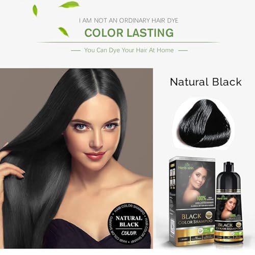 Herbishh Black Hair Color Shampoo - 3-In-1 Magic Dye for Gray Hair, 500ml + Essential Flower Hair Oil for Dry & Damaged Hair, 60ml - görsel 4