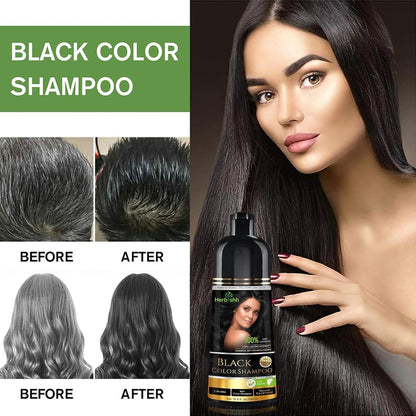 Herbishh Black Hair Color Shampoo - 3-In-1 Magic Dye for Gray Hair, 500ml + Essential Flower Hair Oil for Dry & Damaged Hair, 60ml