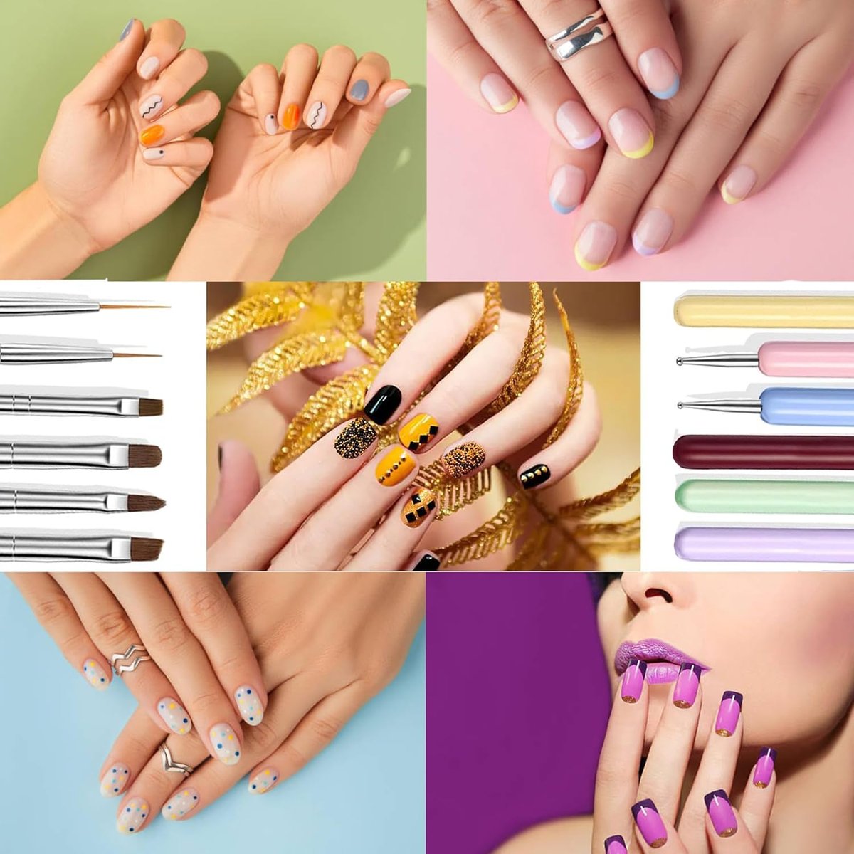 Nail Art Brushes Set - 12 Pieces Nail Design Painting Brushes with Dotting Pens for DIY Nail Art - görsel 9