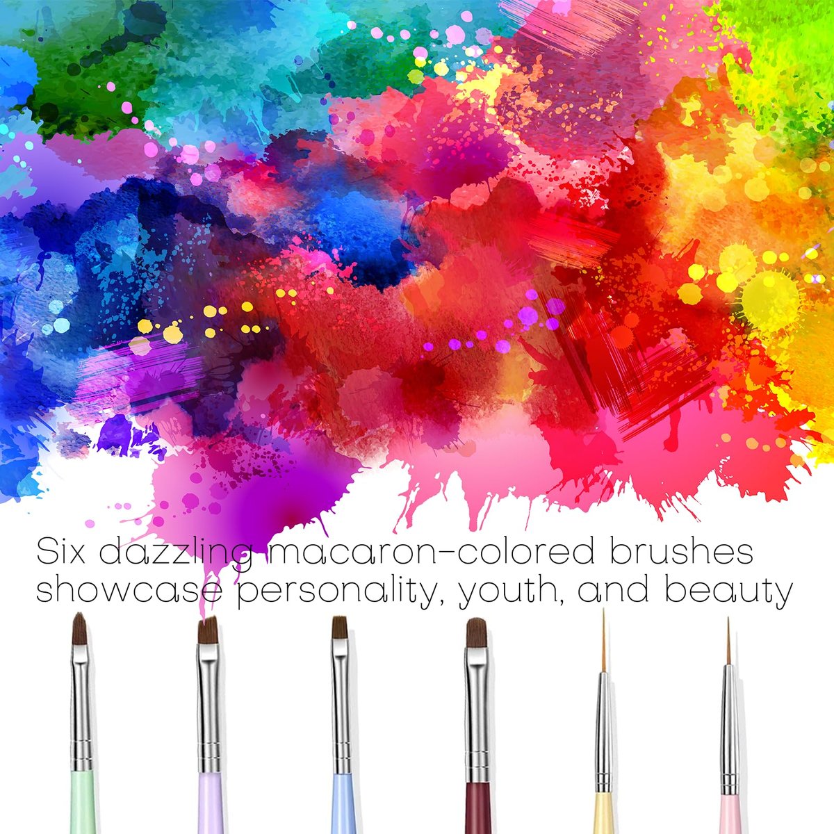 Nail Art Brushes Set - 12 Pieces Nail Design Painting Brushes with Dotting Pens for DIY Nail Art - görsel 3