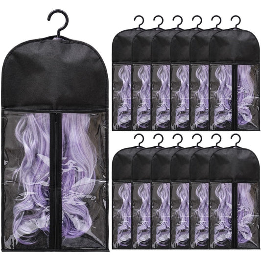 12PCS Hair Extension Holder Wig Storage Bags with Hanger – Dust-Proof Wig Hanger for Multiple Wigs & Hair Extensions Avelisse
