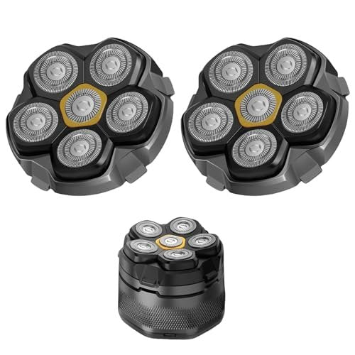Magnetic 6-Blade Head Shaver Replacement Heads for 6D Electric Razor - 2 Pack Travel Size, Compatible with Ufree Shaver for Bald Men Avelisse