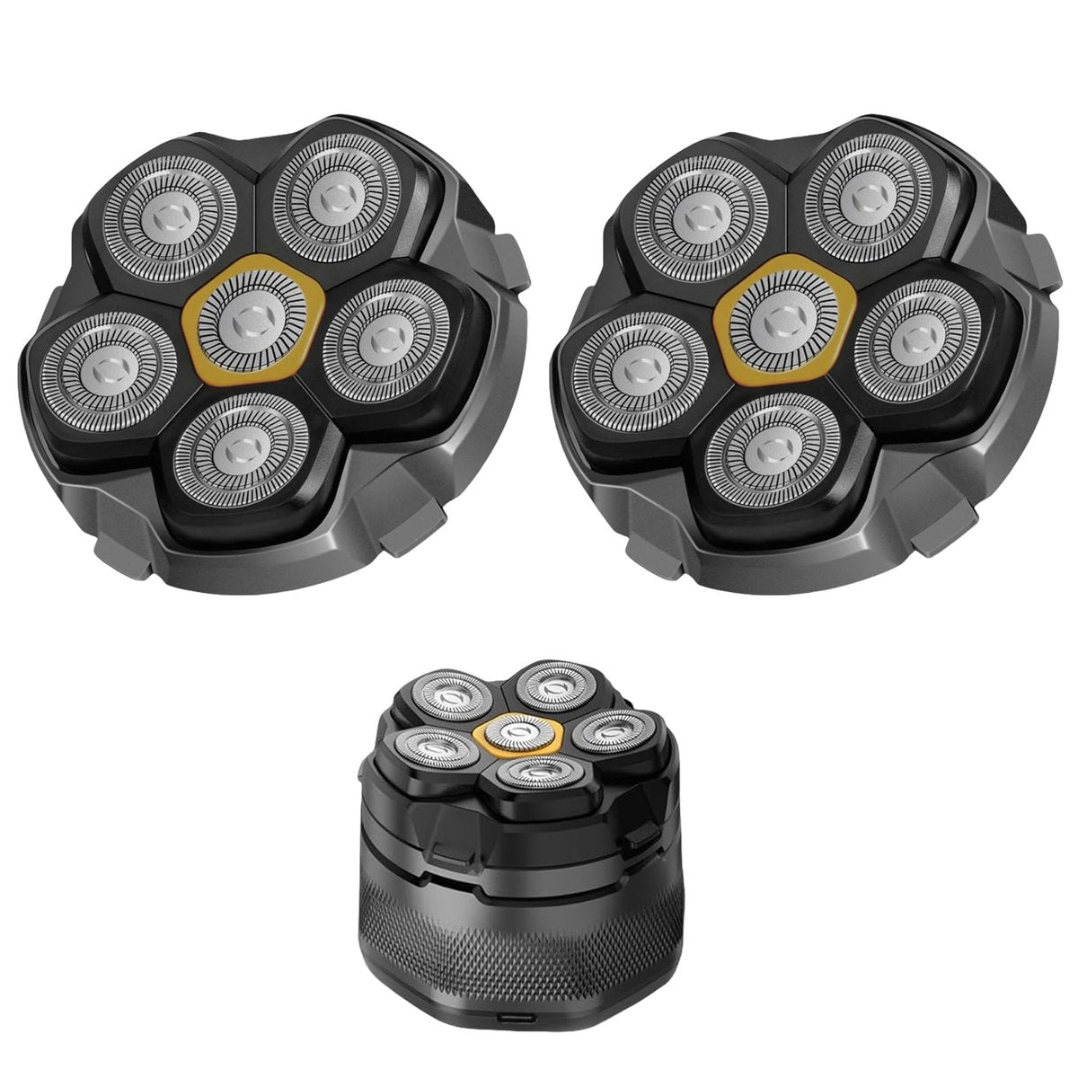Magnetic 6-Blade Head Shaver Replacement Heads for 6D Electric Razor - 2 Pack Travel Size, Compatible with Ufree Shaver for Bald Men Avelisse