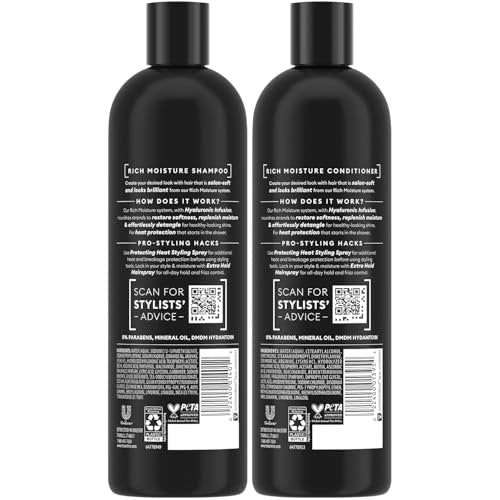 TRESemmé Rich Moisture Shampoo and Conditioner Set with Hyaluronic Acid - Vitamin-Enriched for Dry Hair, 16.5 oz Each (Pack of 2) Avelisse