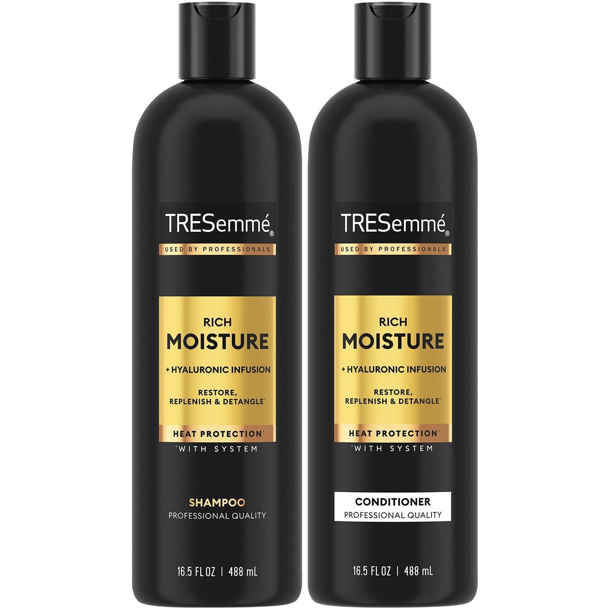 TRESemmé Rich Moisture Shampoo and Conditioner Set with Hyaluronic Acid - Vitamin-Enriched for Dry Hair, 16.5 oz Each (Pack of 2) Avelisse