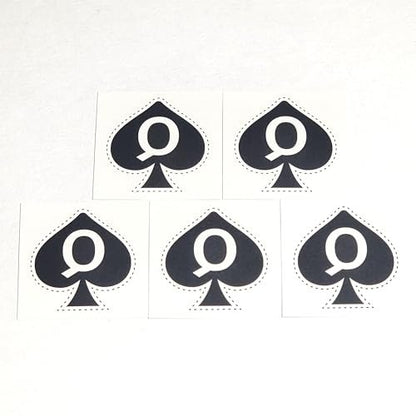 Queen of Spades Temporary Tattoo – 5-Piece Black Small Tattoos for Adults