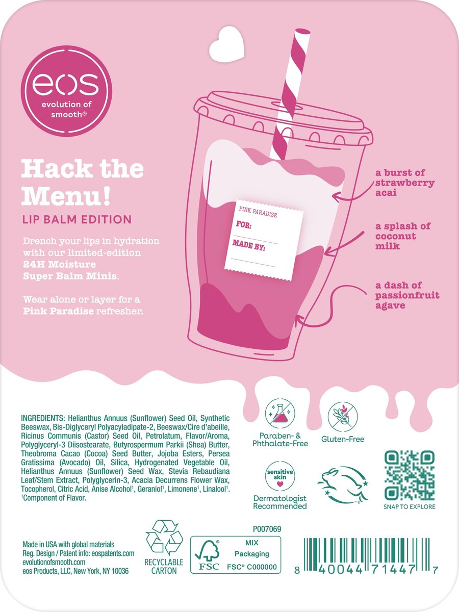 eos 24H Moisture Super Balms Minis - Pink Paradise, Limited-Edition, Nourishing Dry Lip Balm Variety Pack, 0.169 fl oz, 3-Pack - görsel 7