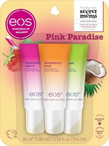 eos 24H Moisture Super Balms Minis - Pink Paradise, Limited-Edition, Nourishing Dry Lip Balm Variety Pack, 0.169 fl oz, 3-Pack - görsel 2