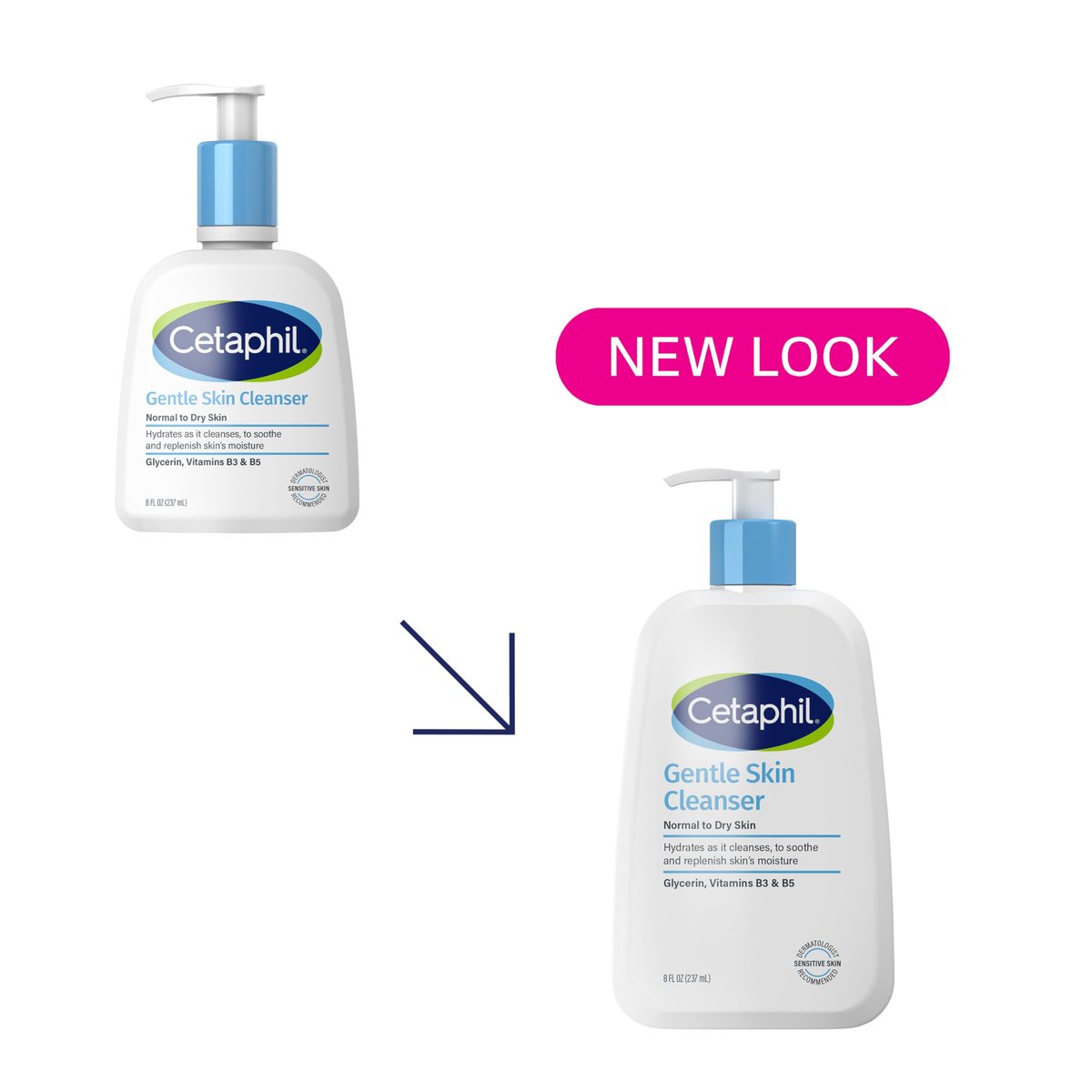 Cetaphil Hydrating Gentle Skin Cleanser for Dry to Normal Sensitive Skin, Fragrance Free, 8 oz (Pack of 3) Avelisse