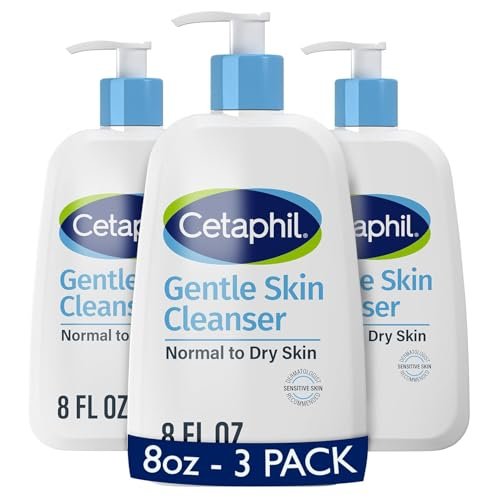 Cetaphil Hydrating Gentle Skin Cleanser for Dry to Normal Sensitive Skin, Fragrance Free, 8 oz (Pack of 3) Avelisse
