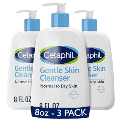 Cetaphil Hydrating Gentle Skin Cleanser for Dry to Normal Sensitive Skin, Fragrance Free, 8 oz (Pack of 3) Avelisse