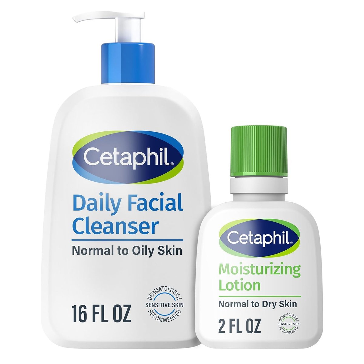 Cetaphil Daily Facial Cleanser & Moisturizing Lotion Duo – 16oz Cleanser + 2oz Lotion, Gentle Skin Care for Sensitive Skin Avelisse