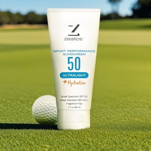 Zealios Sport Performance Ultralight SPF 50 Sunscreen + Hydration, 3 oz Tube, Broad Spectrum, Water & Sweat Resistant (80 min) Non-Greasy, Fragrance-Free Lotion for Swimming, Running & Cycling Avelisse