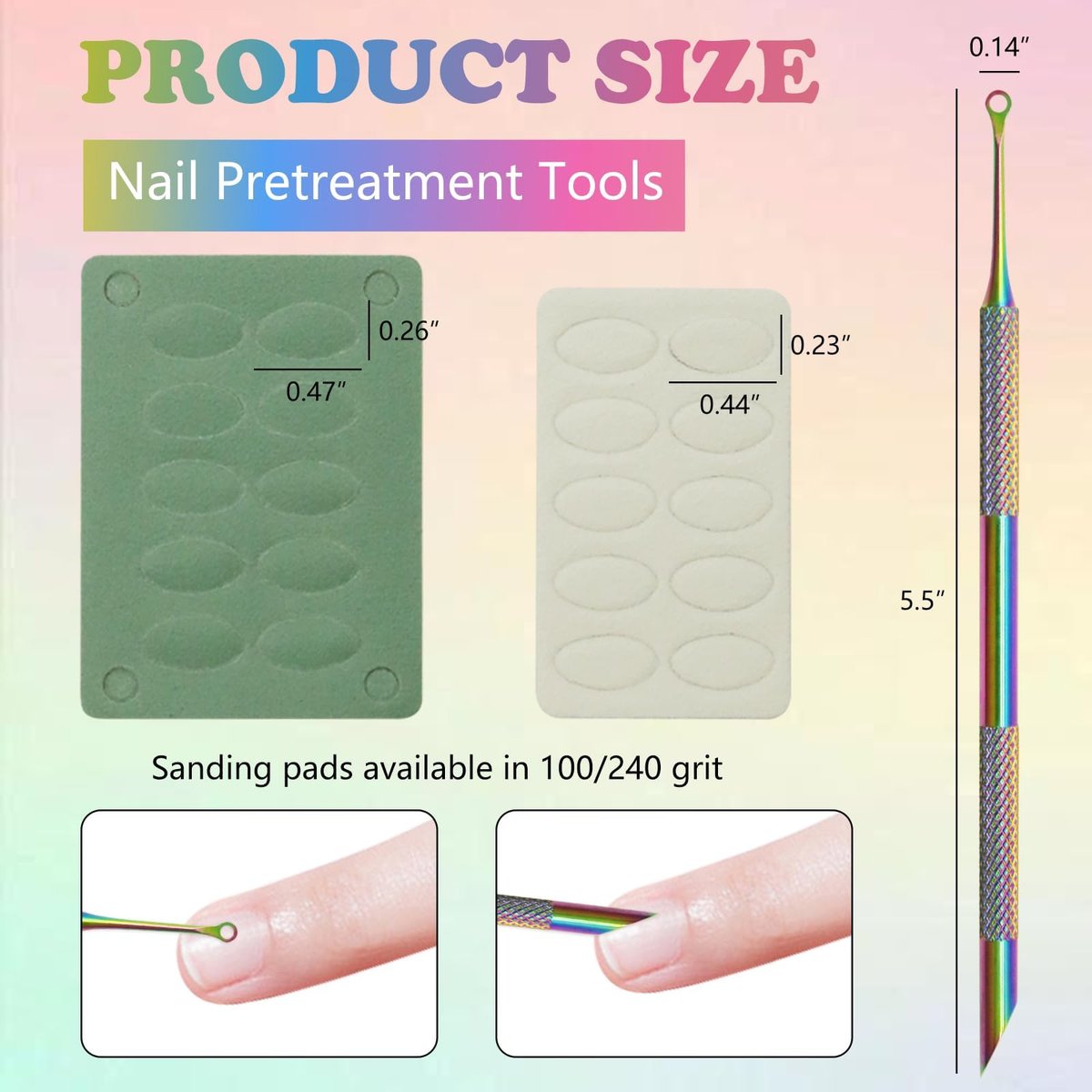 HINGTAI Color Titanium-Circle Bevel Shovel Double Head Cuticle Remover Pusher - Professional Manicure Tool for Salon & Home Use - görsel 3