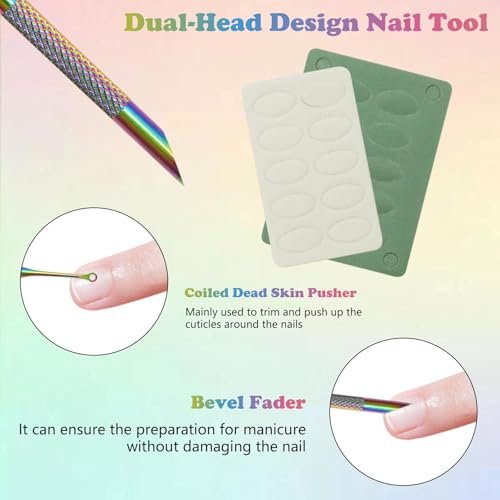 HINGTAI Color Titanium-Circle Bevel Shovel Double Head Cuticle Remover Pusher - Professional Manicure Tool for Salon & Home Use - görsel 6