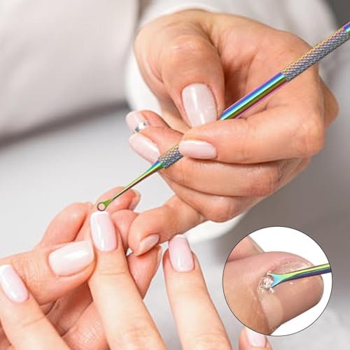 HINGTAI Color Titanium-Circle Bevel Shovel Double Head Cuticle Remover Pusher - Professional Manicure Tool for Salon & Home Use - görsel 12