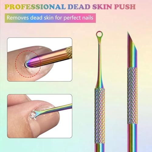 HINGTAI Color Titanium-Circle Bevel Shovel Double Head Cuticle Remover Pusher - Professional Manicure Tool for Salon & Home Use - görsel 8