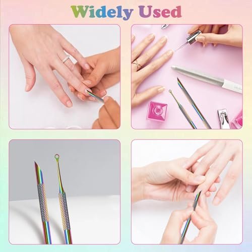 HINGTAI Color Titanium-Circle Bevel Shovel Double Head Cuticle Remover Pusher - Professional Manicure Tool for Salon & Home Use - görsel 14