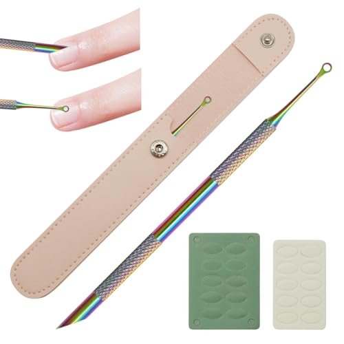 HINGTAI Color Titanium-Circle Bevel Shovel Double Head Cuticle Remover Pusher - Professional Manicure Tool for Salon & Home Use - görsel 2