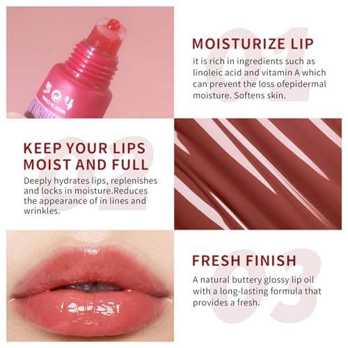 Bekoeen 5 Colors Butter Lip Balm Hydrating Lip Gloss, High Shine Nude Lip Tint Finish Lip Glow Oil, Lip Care Makeup Gift for Women - görsel 6