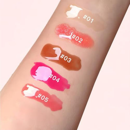Bekoeen 5 Colors Butter Lip Balm Hydrating Lip Gloss, High Shine Nude Lip Tint Finish Lip Glow Oil, Lip Care Makeup Gift for Women