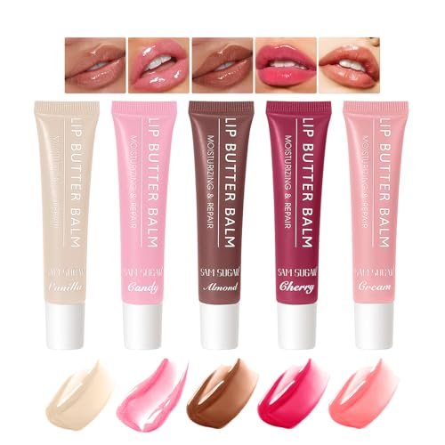 Bekoeen 5 Colors Butter Lip Balm Hydrating Lip Gloss, High Shine Nude Lip Tint Finish Lip Glow Oil, Lip Care Makeup Gift for Women - görsel 2