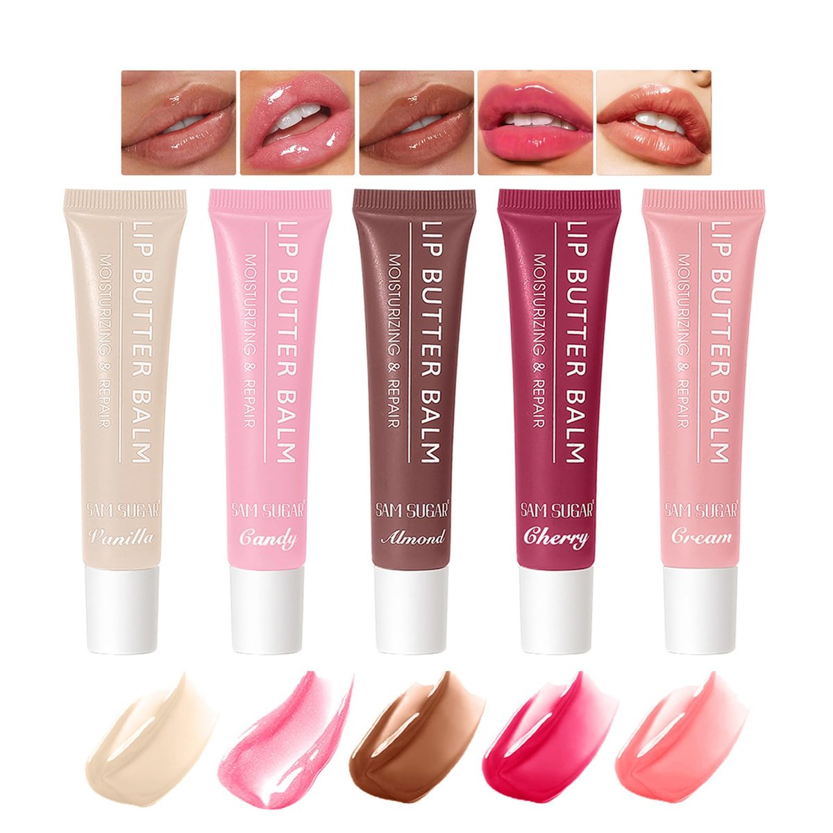 Bekoeen 5 Colors Butter Lip Balm Hydrating Lip Gloss, High Shine Nude Lip Tint Finish Lip Glow Oil, Lip Care Makeup Gift for Women - görsel 1