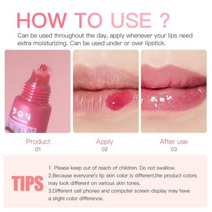 Bekoeen 5 Colors Butter Lip Balm Hydrating Lip Gloss, High Shine Nude Lip Tint Finish Lip Glow Oil, Lip Care Makeup Gift for Women