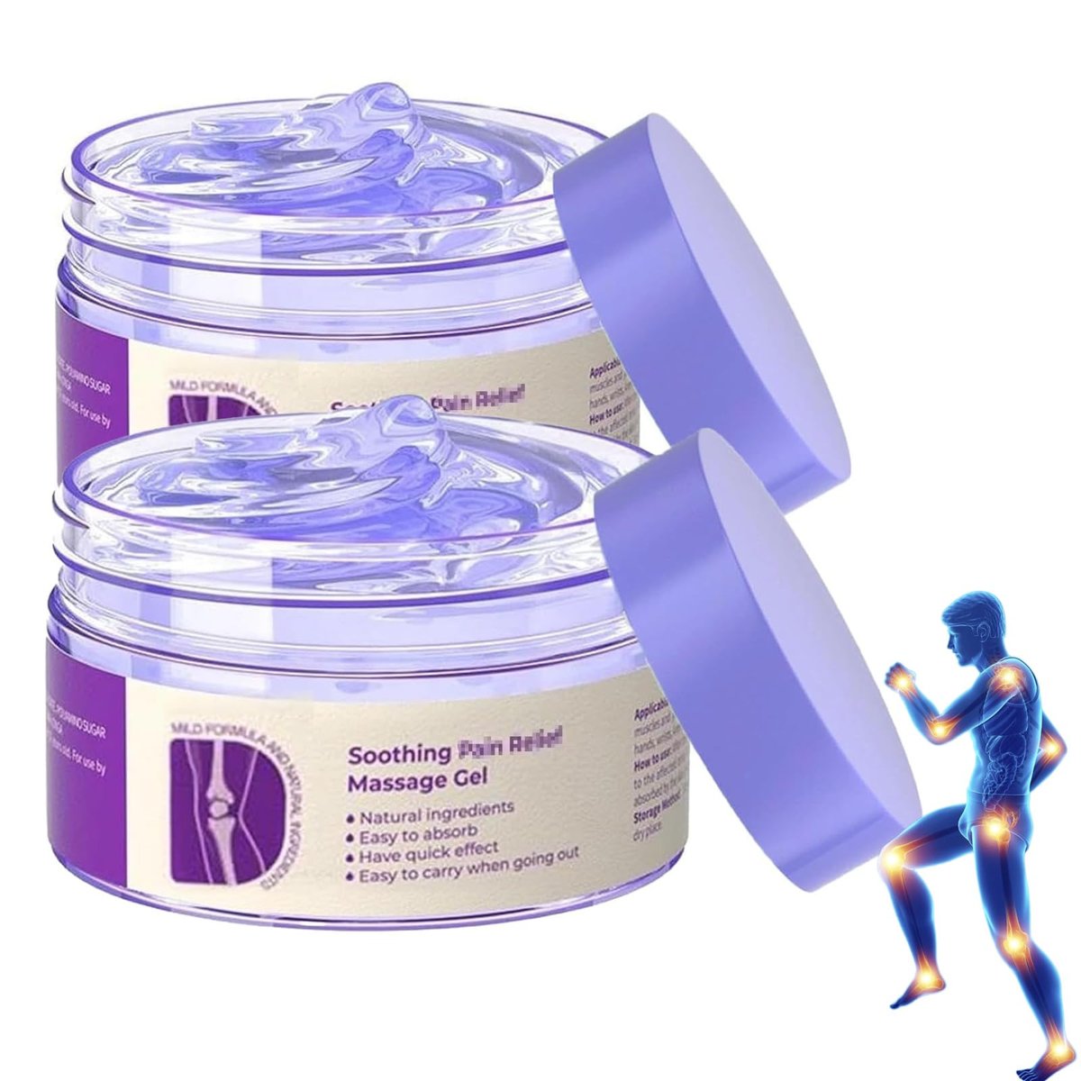 iekufes Joint Purple Gel Soothing Massage Cream – Full-Body Joint Support for Knees, Lumbar, Neck, Hands & Feet (2-Pack, 0.88 Fl Oz Each) Avelisse