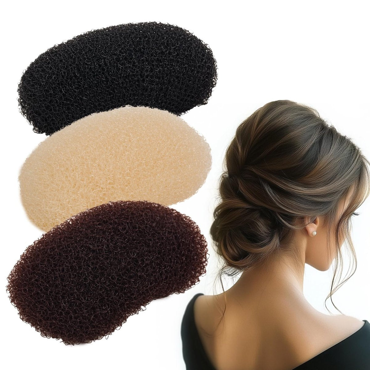 Vouchmind 3PCs Volumizing Hair Sponge Inserts with Puff Cushion Clips – Add Volume and Fullness for Women and Girls - görsel 1