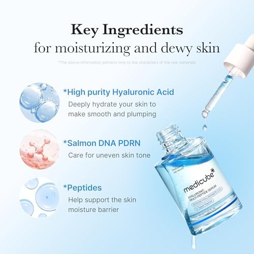 medicube Hyaluronic Multi Peptide PDRN Serum – Lightweight Water Plumping Facial Serum for Glowing, Soothing & Hydrated Skin | Korean Skincare 30ml Avelisse