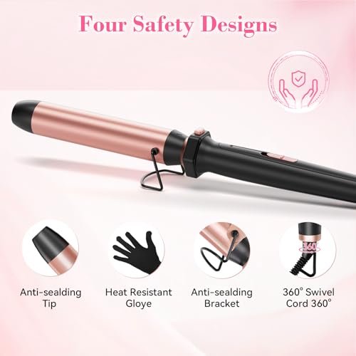 Ufree 7-in-1 Curling Iron Set with Interchangeable Ceramic Barrels, Thermal Brush, Straightener & Wand - Rose Gold Avelisse