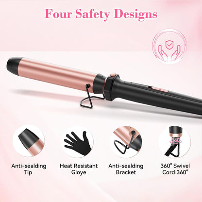 Ufree 7-in-1 Curling Iron Set with Interchangeable Ceramic Barrels, Thermal Brush, Straightener & Wand - Rose Gold Avelisse