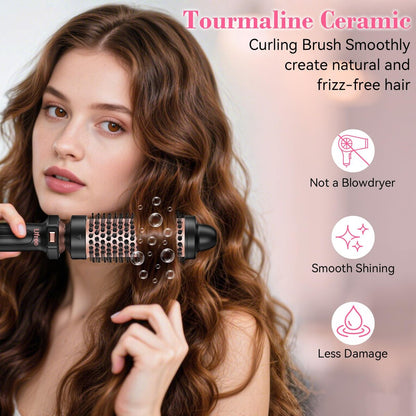 Ufree 7-in-1 Curling Iron Set with Interchangeable Ceramic Barrels, Thermal Brush, Straightener & Wand - Rose Gold Avelisse
