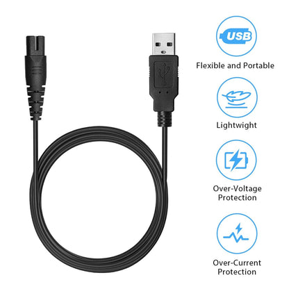 Meliya USB Charger Cable for Skull Pitbull Clippers – Compatible with Palm, Butterfly Kiss, Beast Clipper PRO Shaver – 3.3 Feet Charging Cord