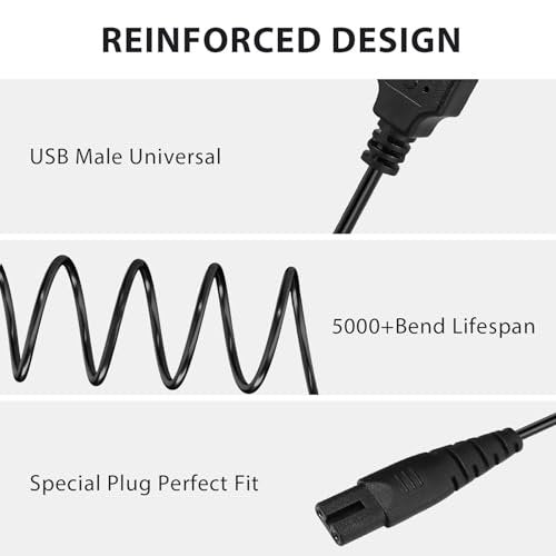 Meliya USB Charger Cable for Skull Pitbull Clippers – Compatible with Palm, Butterfly Kiss, Beast Clipper PRO Shaver – 3.3 Feet Charging Cord - görsel 6