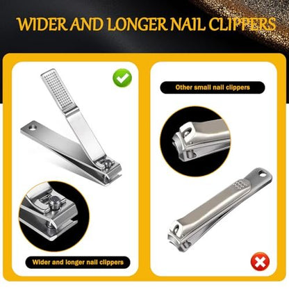 6-Piece Straight Nail Clippers for Thick Toenails – Heavy Duty Stainless Steel Edge Cutters for Men and Women