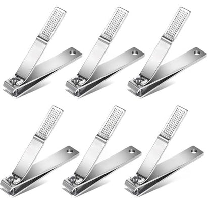 6-Piece Straight Nail Clippers for Thick Toenails – Heavy Duty Stainless Steel Edge Cutters for Men and Women