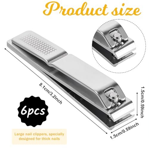 6-Piece Straight Nail Clippers for Thick Toenails – Heavy Duty Stainless Steel Edge Cutters for Men and Women - görsel 4