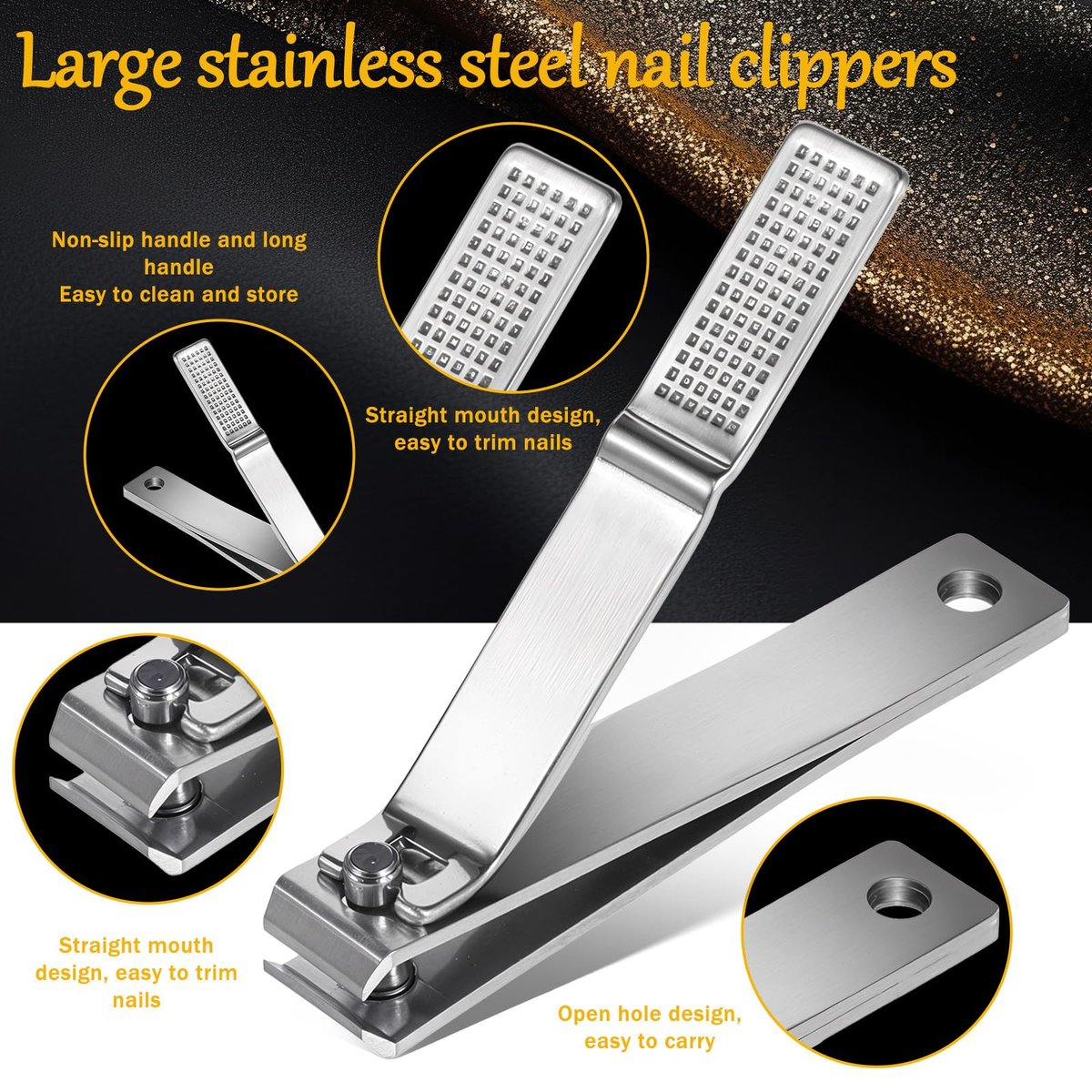6-Piece Straight Nail Clippers for Thick Toenails – Heavy Duty Stainless Steel Edge Cutters for Men and Women - görsel 5