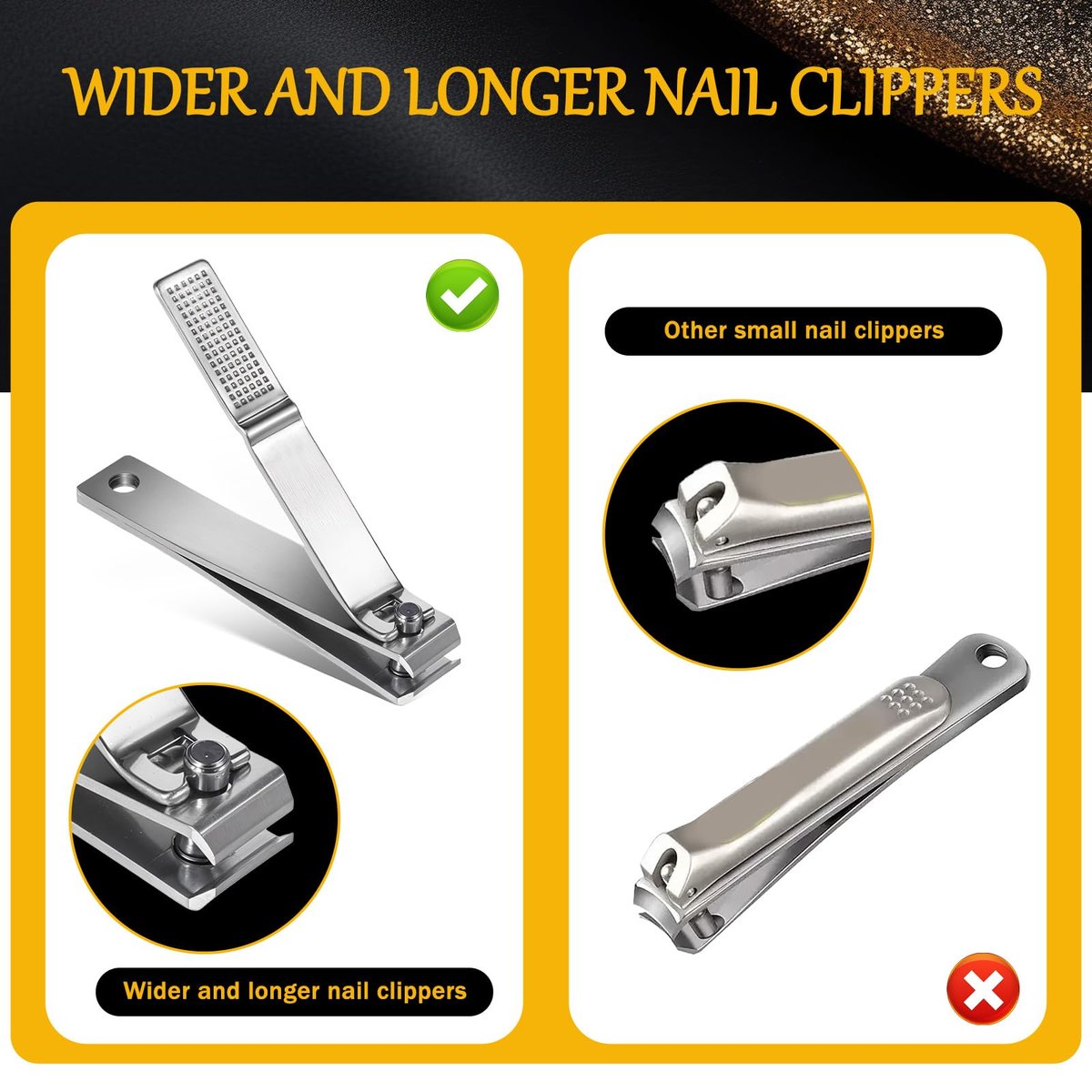 6-Piece Straight Nail Clippers for Thick Toenails – Heavy Duty Stainless Steel Edge Cutters for Men and Women - görsel 7