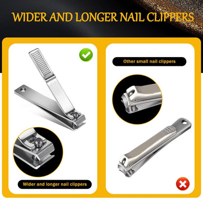 6-Piece Straight Nail Clippers for Thick Toenails – Heavy Duty Stainless Steel Edge Cutters for Men and Women
