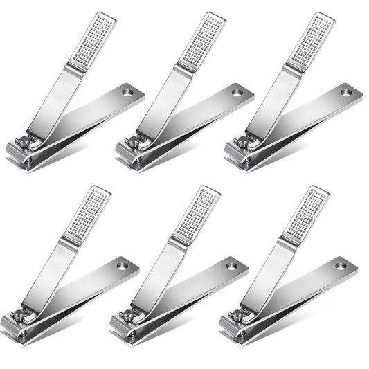 6-Piece Straight Nail Clippers for Thick Toenails – Heavy Duty Stainless Steel Edge Cutters for Men and Women