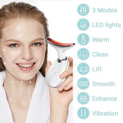Oriflame Neck and Face Massager - White Face Roller for Sculpting, Firming & Smoothing Skin with 3 Modes Avelisse
